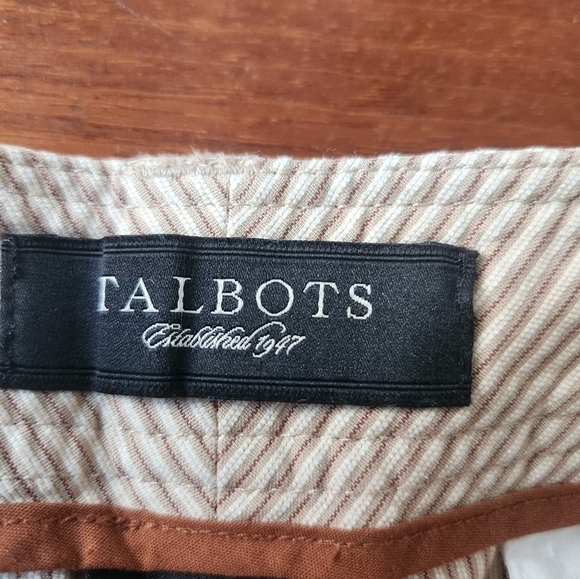 NWT Talbots Cropped Tan Stripped Cotton/Spandex Ankle Length Pants size 14 - Picture 6 of 11